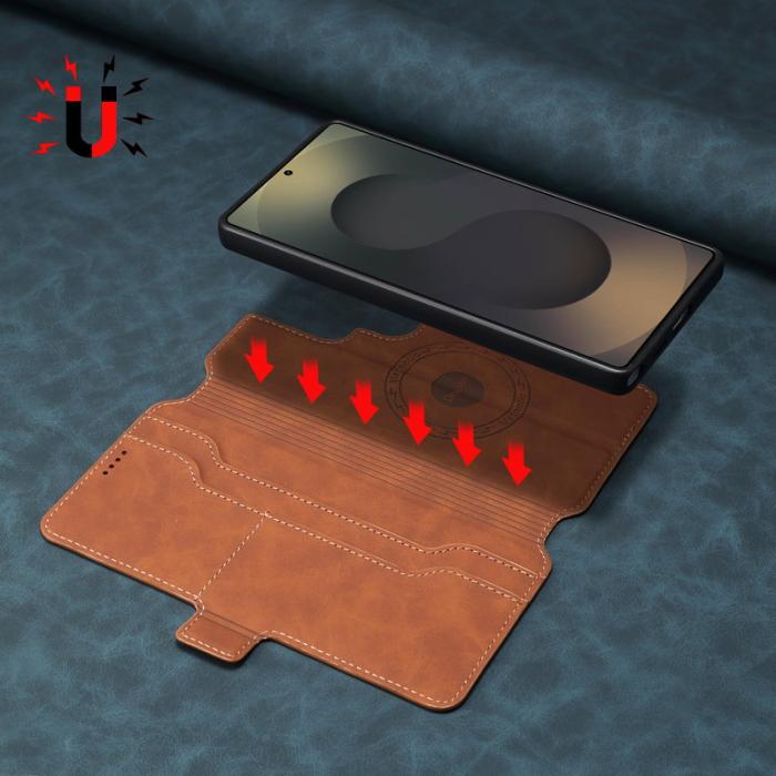 DENIOR - DENIOR B06 Samsung Galaxy S24 Ultra Fodral Läder + TPU - Brun