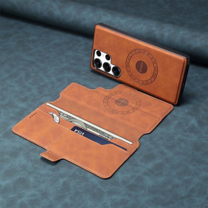 DENIOR - DENIOR B06 Samsung Galaxy S24 Ultra Fodral Läder + TPU - Brun