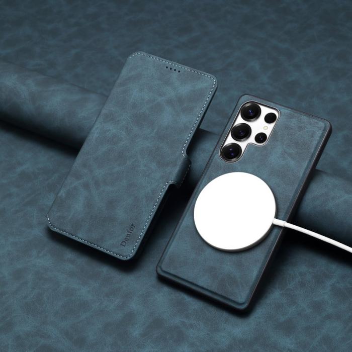 DENIOR - DENIOR B06 Samsung Galaxy S25 Ultra Fodral Läder + TPU Blå