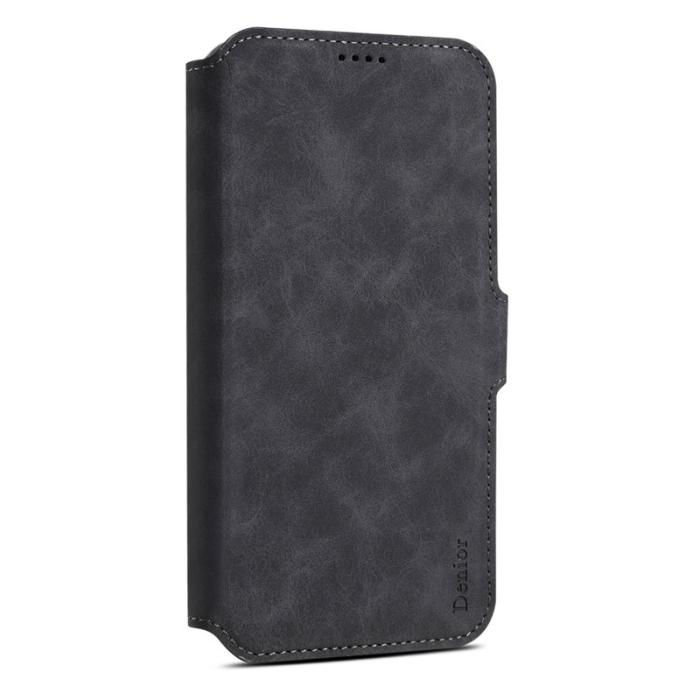 DENIOR - DENIOR B07 iPhone 16 Fodral Läder + PC Magnetiskt Avtagbart - Svart