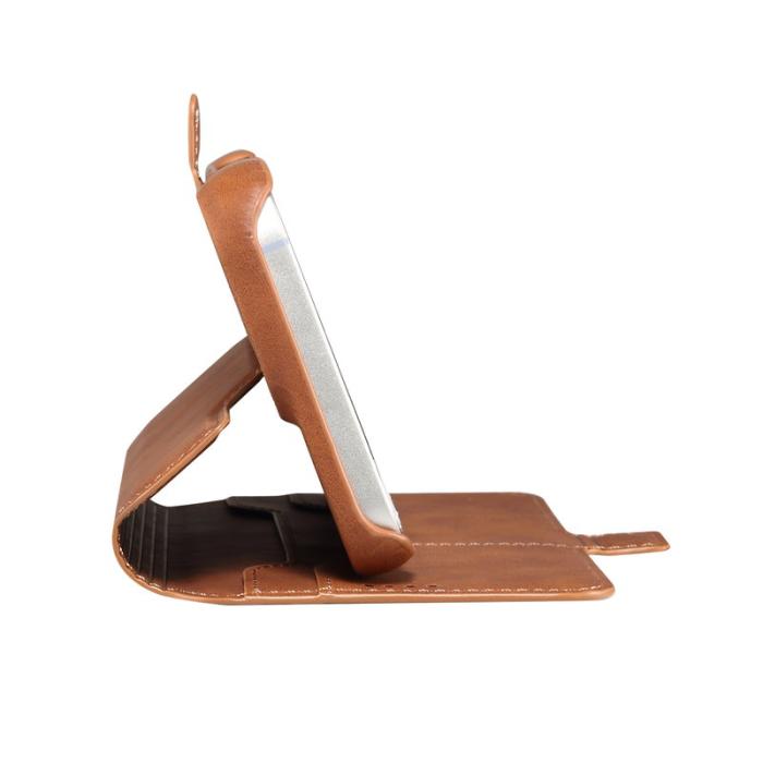 DENIOR - DENIOR B07 iPhone 16 Fodral Äkta läder + PC Magnetiskt brunt