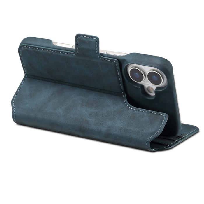 DENIOR - DENIOR B07 iPhone 16 Plus Fodral Läder + PC Magnetiskt Avtagbart - Blå