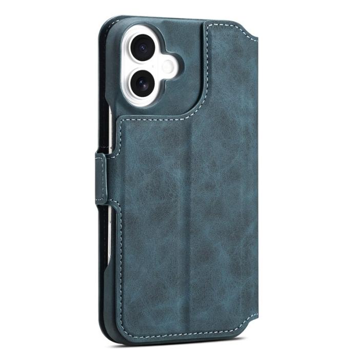 DENIOR - DENIOR B07 iPhone 16 Plus Fodral Läder + PC Magnetiskt Avtagbart - Blå