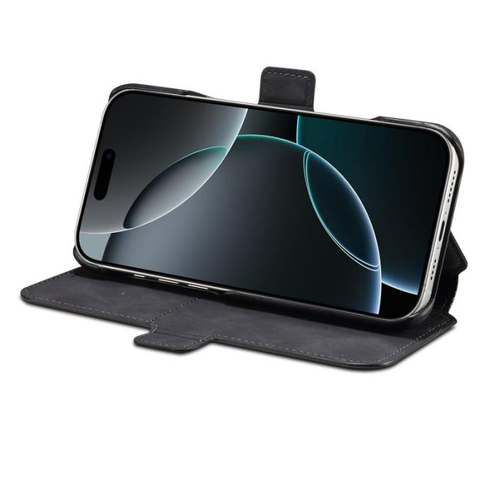 DENIOR - DENIOR B07 iPhone 16 Pro Fodral Läder + PC Magnetiskt Avtagbart - Svart