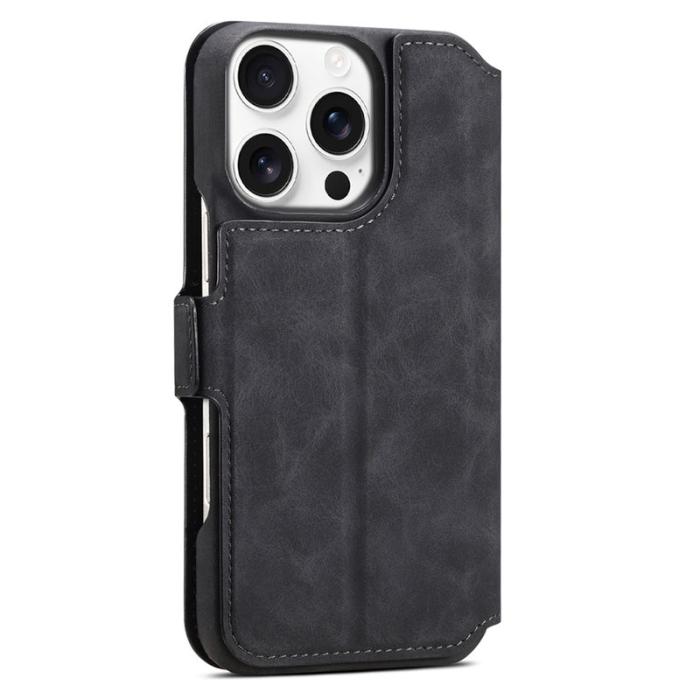 DENIOR - DENIOR B07 iPhone 16 Pro Fodral Läder + PC Magnetiskt Avtagbart - Svart