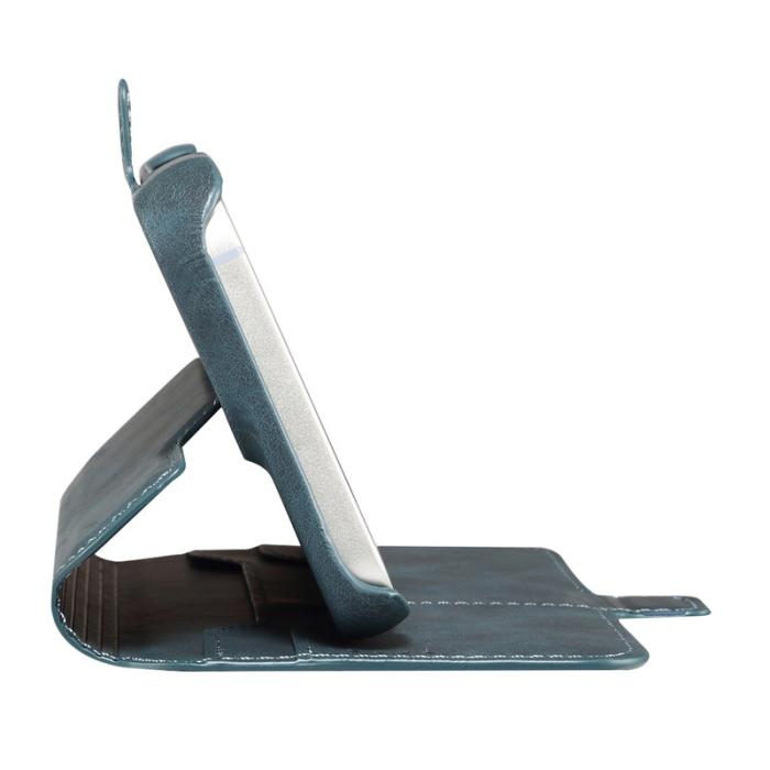 DENIOR - DENIOR B07 iPhone 16 Pro Fodral Äkta Läder + PC Magnetiskt Blå