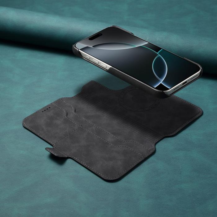 DENIOR - DENIOR B07 iPhone 16 Pro Max Fodral Läder + PC Magnetiskt Svart