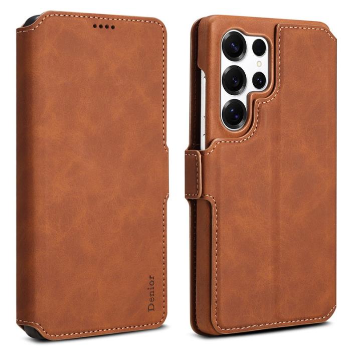 DENIOR - DENIOR B07 Samsung Galaxy S24 Ultra Fodral Läder + PC Magnetiskt Avtagbart