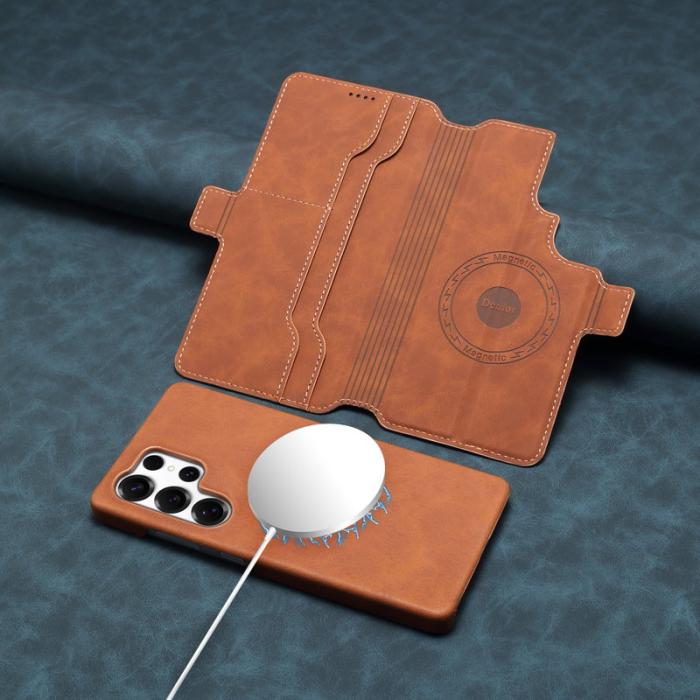 DENIOR - DENIOR B07 Samsung Galaxy S24 Ultra Fodral Läder + PC Magnetiskt Avtagbart