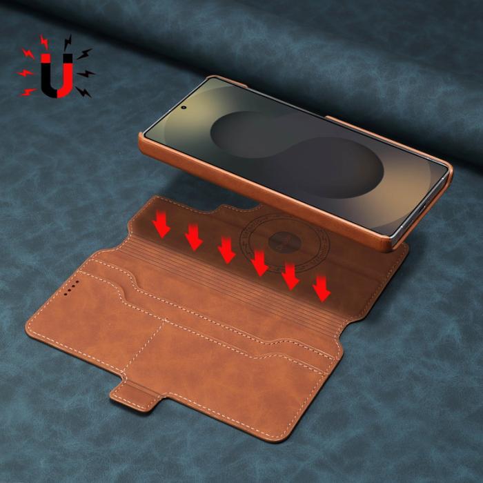 DENIOR - DENIOR B07 Samsung Galaxy S24 Ultra Fodral Läder + PC Magnetiskt Avtagbart