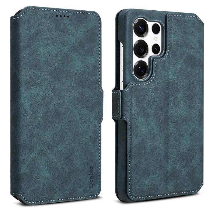 DENIOR - DENIOR B07 Samsung Galaxy S25 Ultra Fodral Läder + PC Blå
