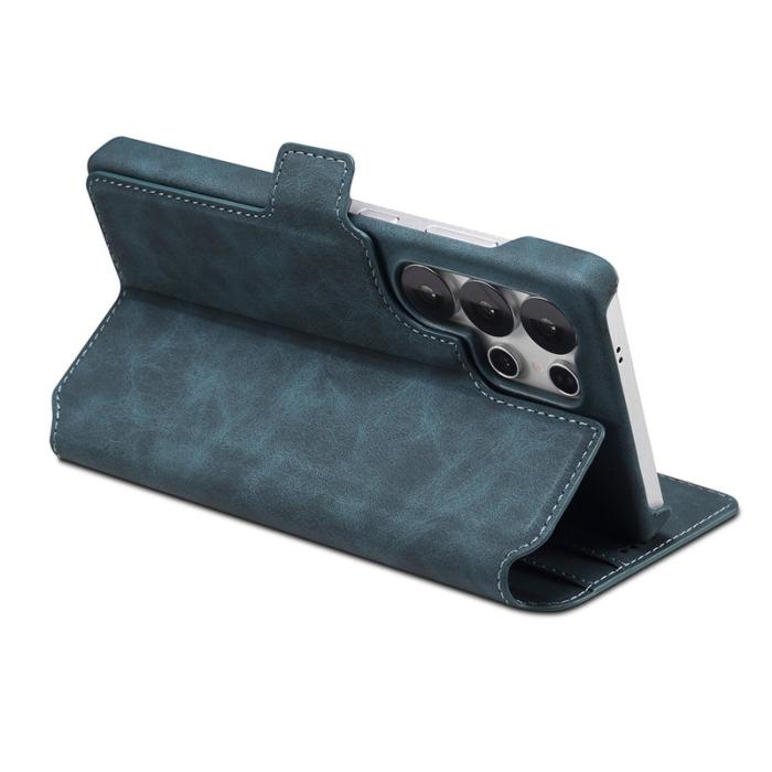 DENIOR - DENIOR B07 Samsung Galaxy S25 Ultra Fodral Läder + PC Blå