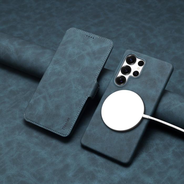 DENIOR - DENIOR B07 Samsung Galaxy S25 Ultra Fodral Läder + PC Blå