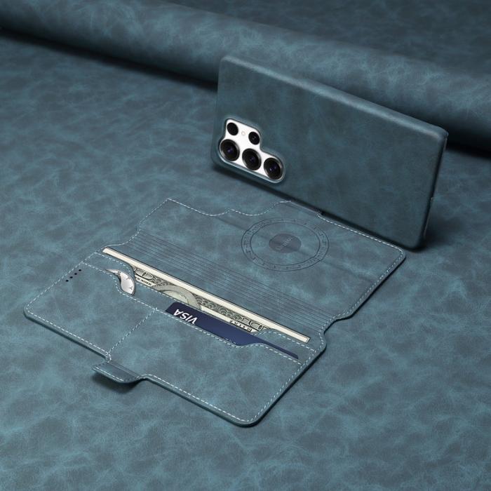 DENIOR - DENIOR B07 Samsung Galaxy S25 Ultra Fodral Läder + PC Blå