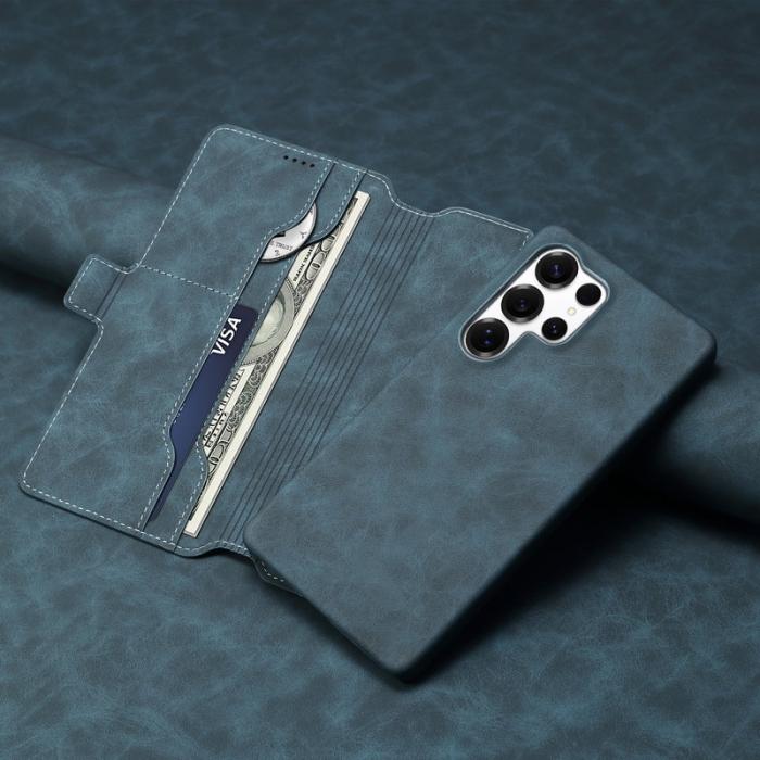 DENIOR - DENIOR B07 Samsung Galaxy S25 Ultra Fodral Läder + PC Blå