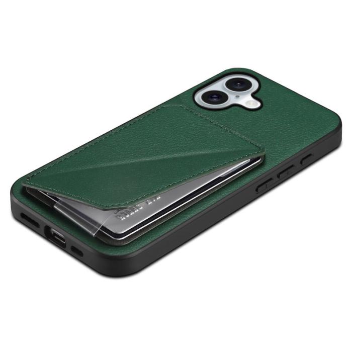 DENIOR - DENIOR D04 iPhone 16 Plus Fodral Läderbelagt PC+TPU Grön