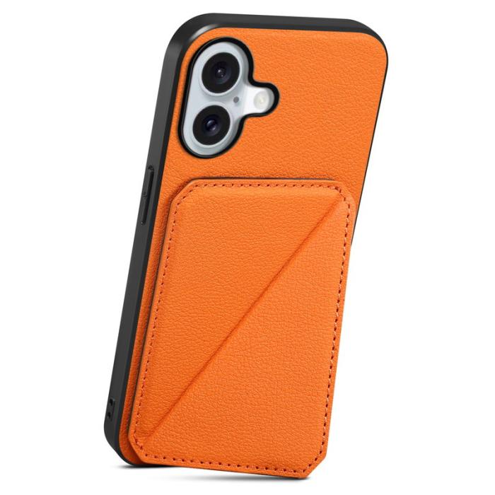 DENIOR - DENIOR D04 iPhone 16 Plus Fodral Läderbelagt PC+TPU Orange