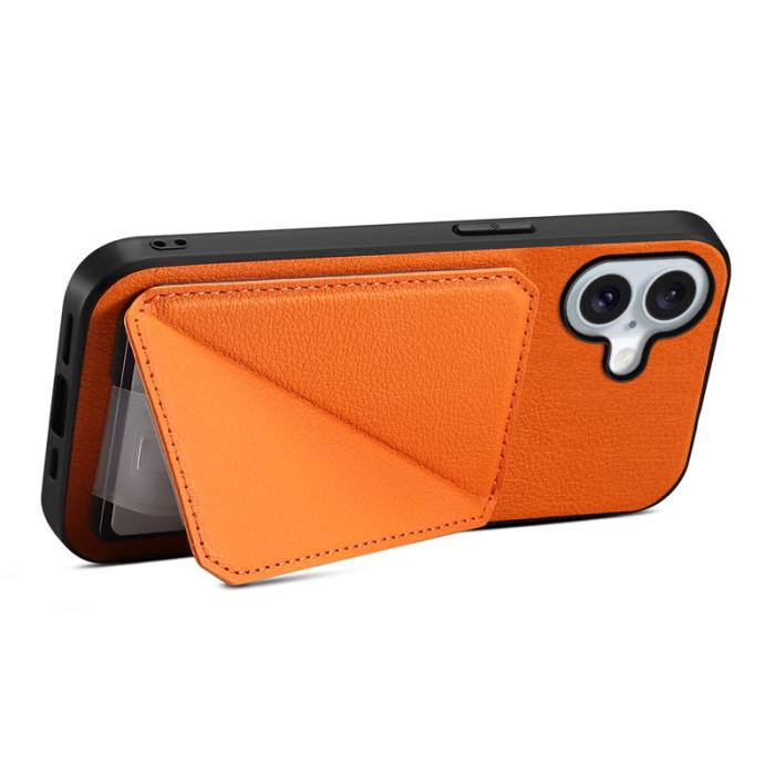 DENIOR - DENIOR D04 iPhone 16 Plus Fodral Läderbelagt PC+TPU Orange