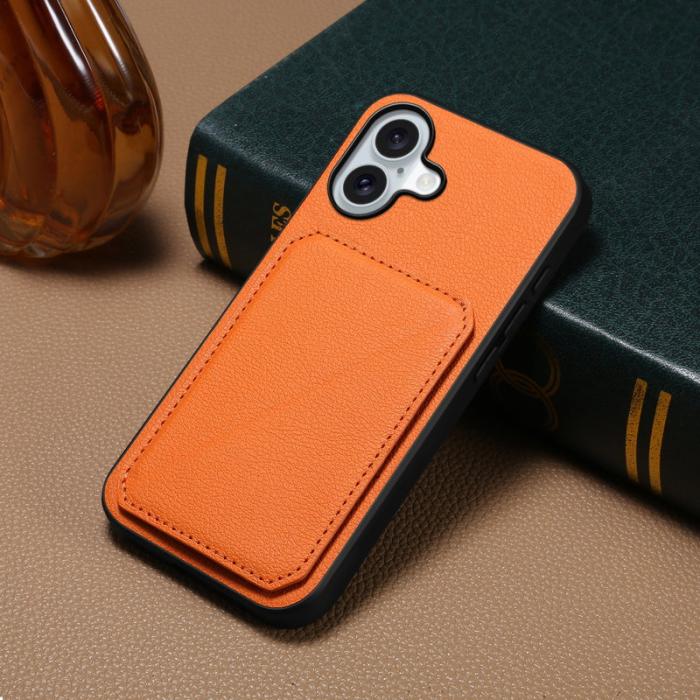 DENIOR - DENIOR D04 iPhone 16 Plus Fodral Läderbelagt PC+TPU Orange