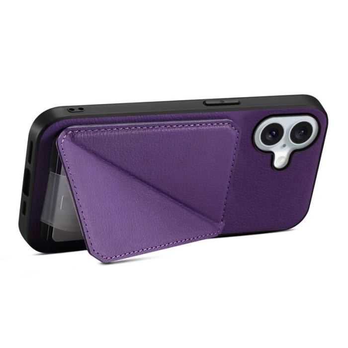 DENIOR - DENIOR D04 iPhone 16 Plus Fodral Läderbelagt PC+TPU Lila