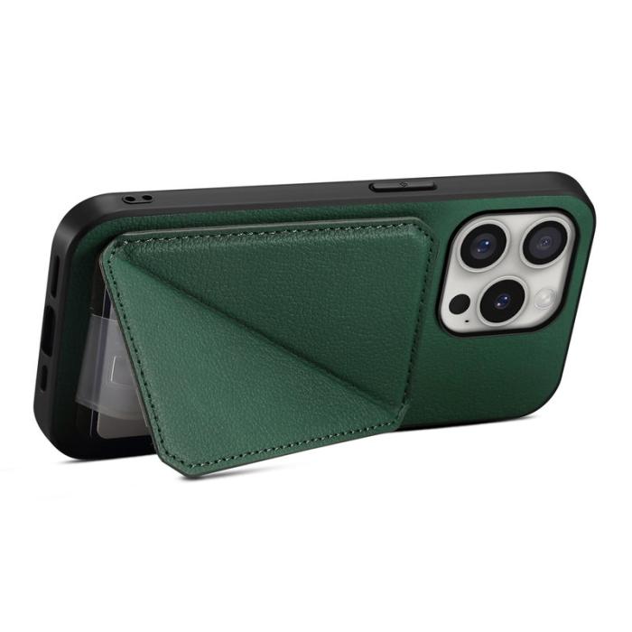 DENIOR - DENIOR D04 iPhone 16 Pro Max Fodral Läder + PC + TPU - Grön