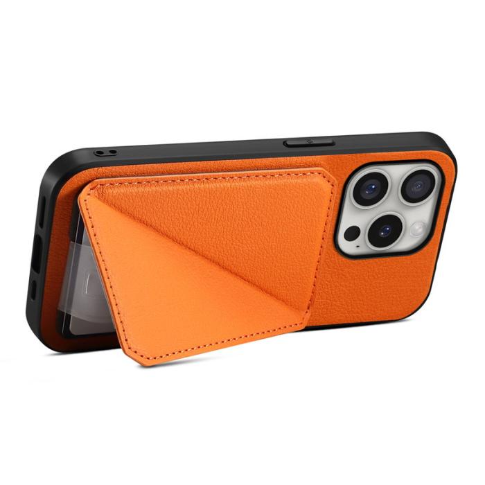 DENIOR - DENIOR D04 iPhone 16 Pro Max Fodral Läder + PC + TPU Orange