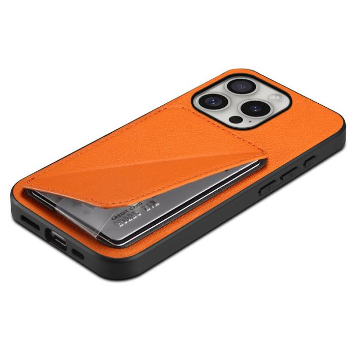 DENIOR - DENIOR D04 iPhone 16 Pro Max Fodral Läder + PC + TPU Orange