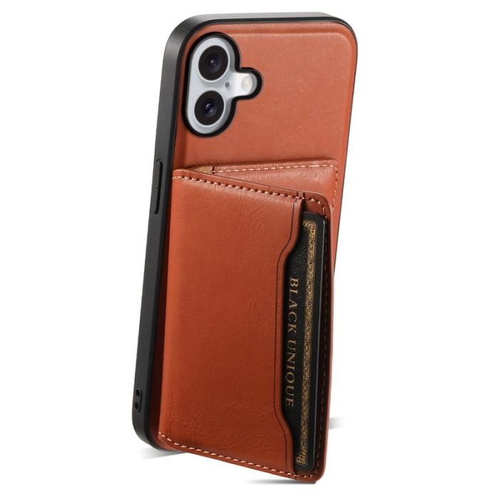 DENIOR - DENIOR D12 iPhone 16 Fodral Magsafe PU+TPU+PC Brun