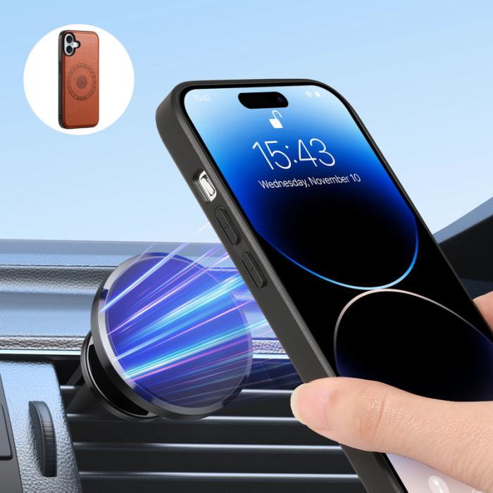 DENIOR - DENIOR D12 iPhone 16 Plus Magnetiskt Fodral TPU+PC - Brun