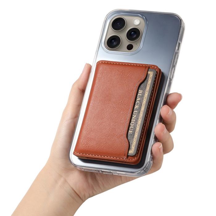 DENIOR - DENIOR D12 iPhone 16 Pro Fodral Kortfack TPU+PC Brun