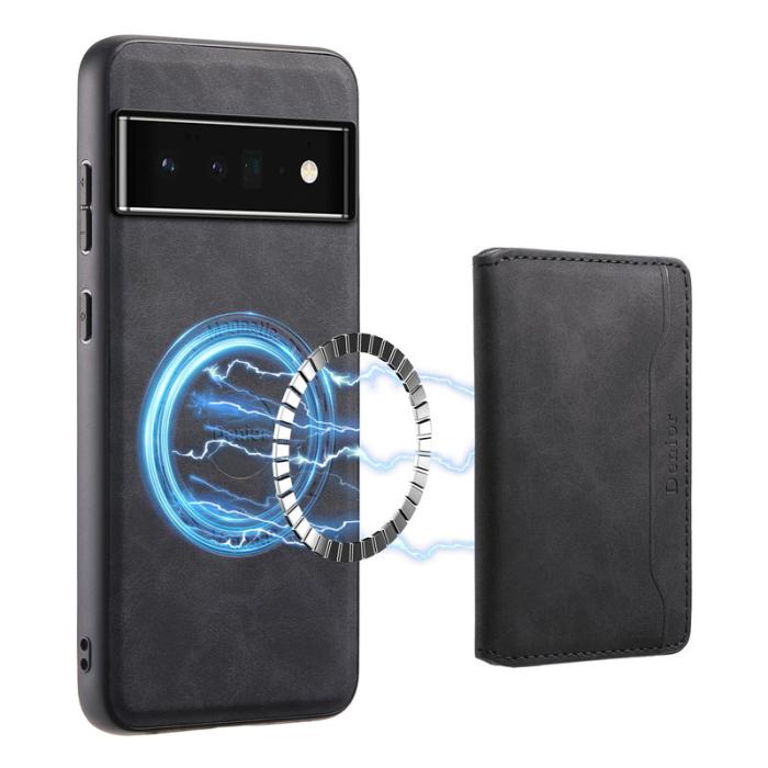 DENIOR - DENIOR D13 Google Pixel 6 Pro 5G Fodral Äkta Läder Svart
