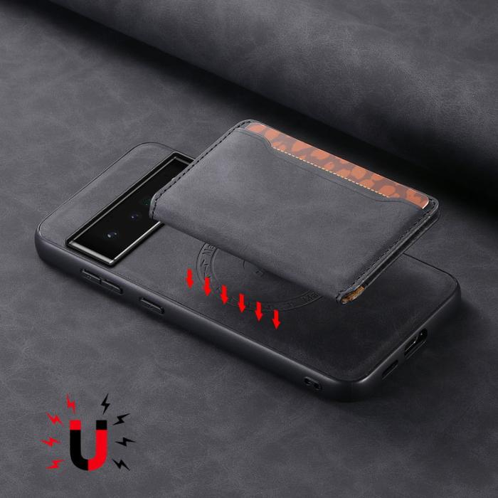 DENIOR - DENIOR D13 Google Pixel 6 Pro 5G Fodral Äkta Läder Svart