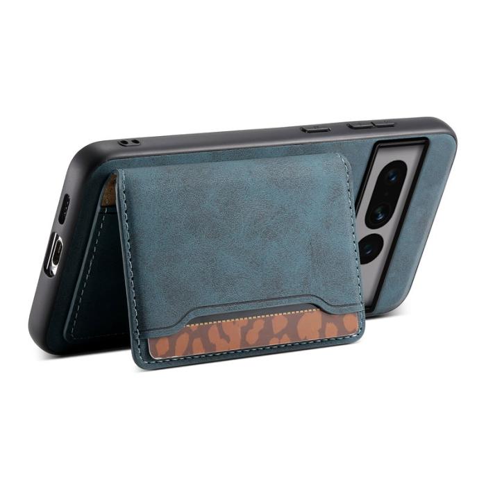 DENIOR - DENIOR D13 Google Pixel 7 Pro Fodral Äkta läder Ställ - Blå