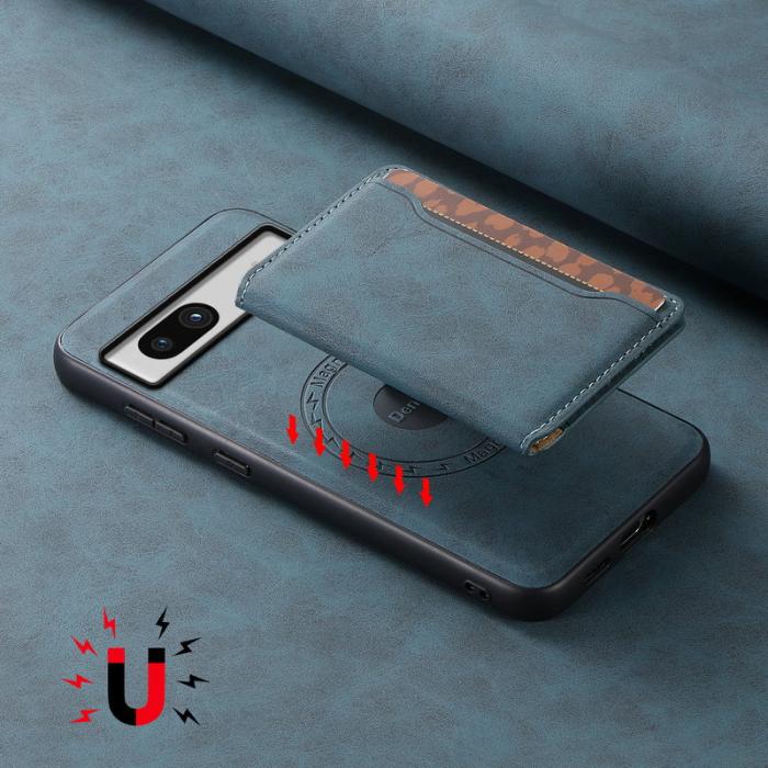 DENIOR - DENIOR D13 Google Pixel 7a Fodral Läder Magnetiskt - Blå