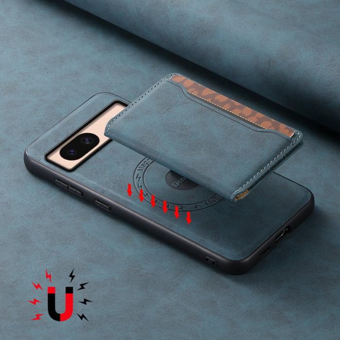 DENIOR - DENIOR D13 Google Pixel 8a Fodral 2 i 1 Avtagbart Läder Blå