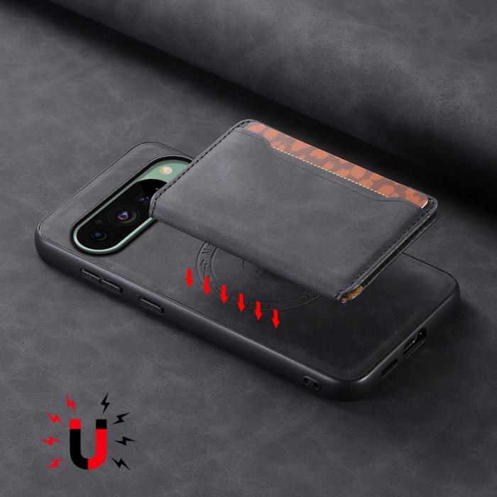 DENIOR - DENIOR D13 Google Pixel 9/9 Pro Fodral Läder+PC+TPU Svart