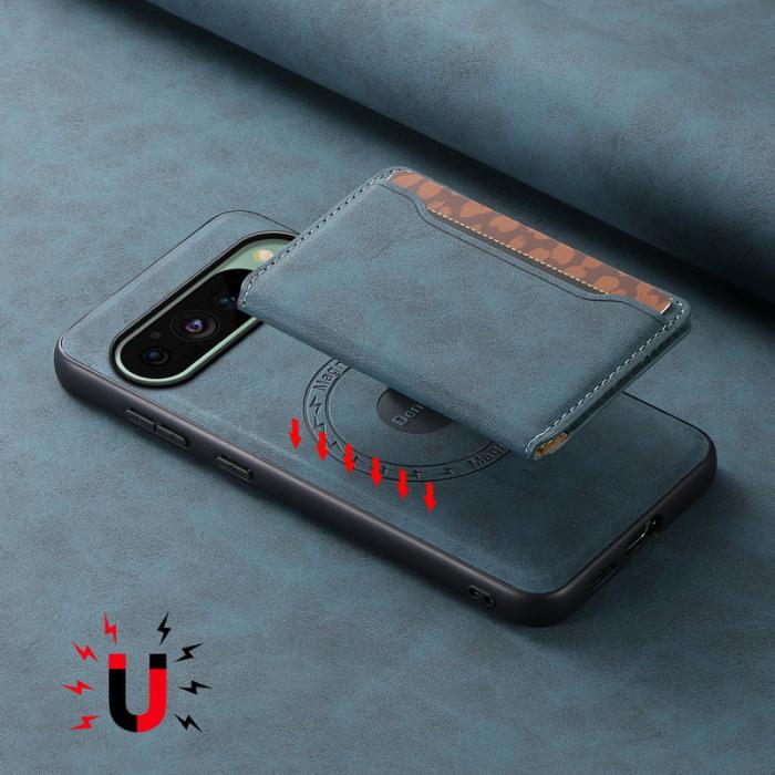 DENIOR - DENIOR D13 Google Pixel 9/9 Pro Fodral Läder+PC+TPU Blå