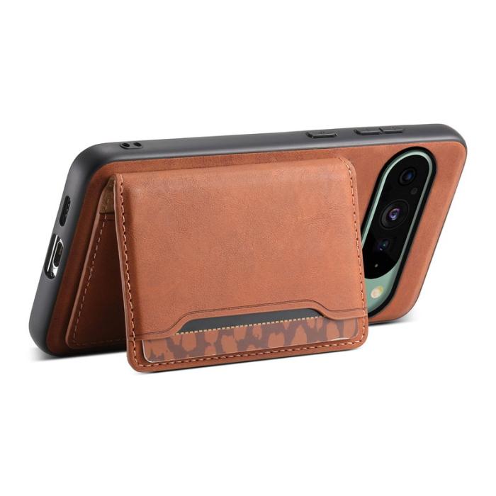 DENIOR - DENIOR D13 Google Pixel 9/9 Pro Fodral Läder+PC+TPU Brun