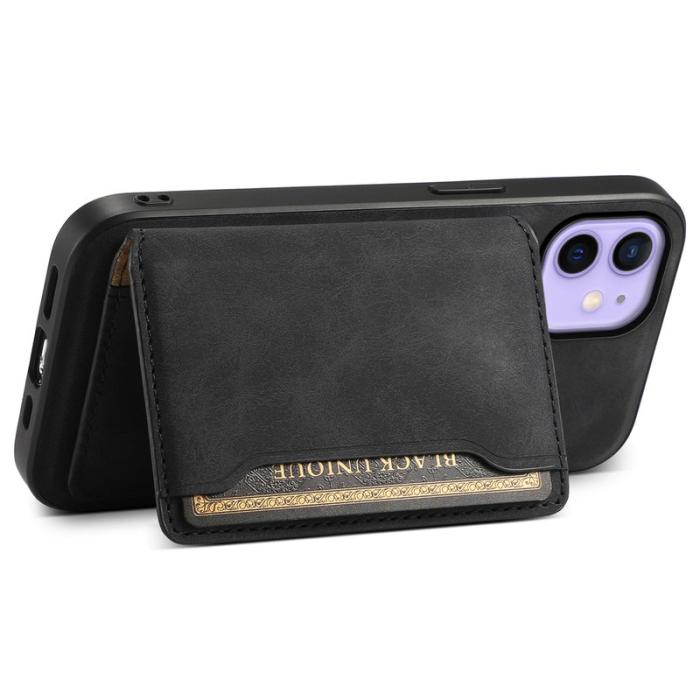 DENIOR - DENIOR D13 iPhone 12 / 12 Pro Fodral Vintage PU Läder Svart