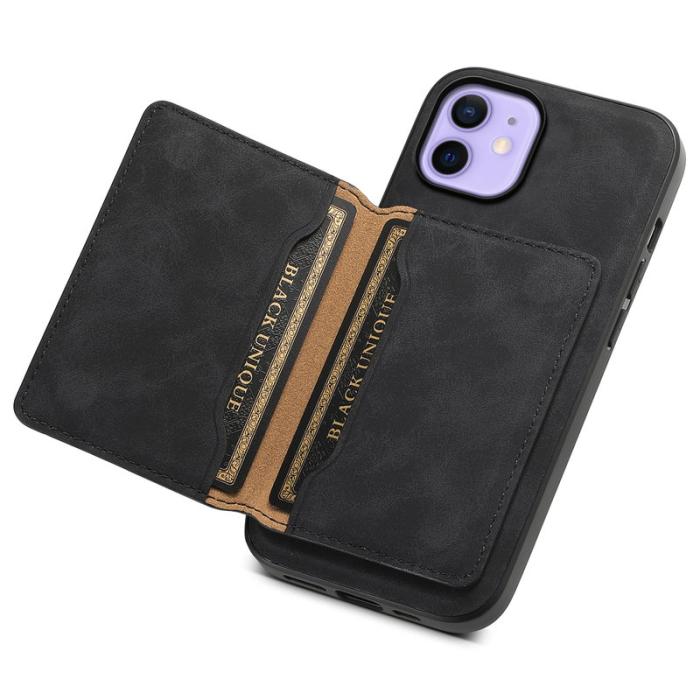 DENIOR - DENIOR D13 iPhone 12 / 12 Pro Fodral Vintage PU Läder Svart