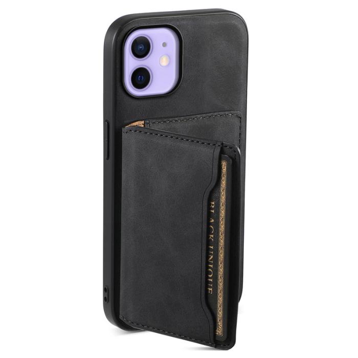 DENIOR - DENIOR D13 iPhone 12 / 12 Pro Fodral Vintage PU Läder Svart