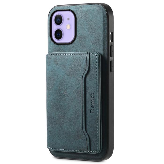 DENIOR - DENIOR D13 iPhone 12 / 12 Pro Fodral Vintage PU Läder Blå