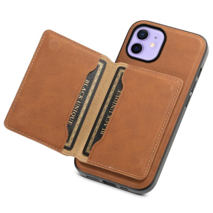 DENIOR - DENIOR D13 iPhone 12 / 12 Pro Fodral Vintage PU Läder Brun