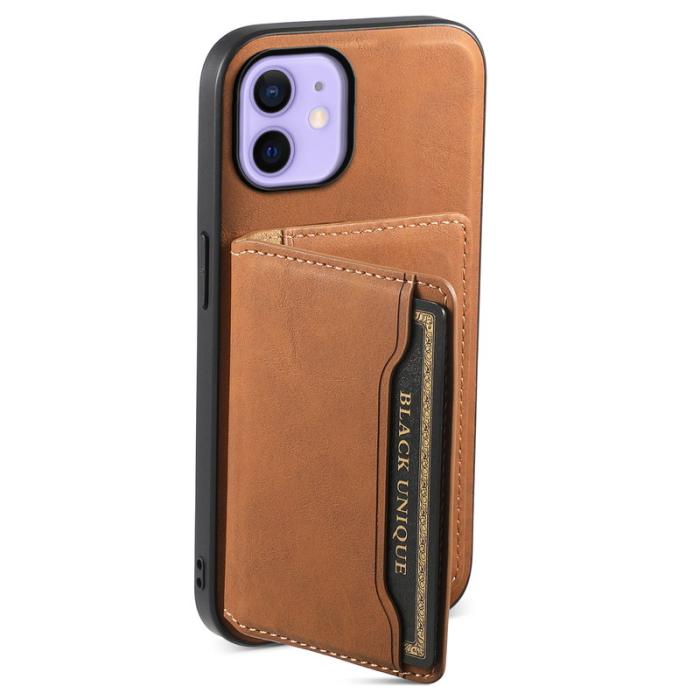 DENIOR - DENIOR D13 iPhone 12 / 12 Pro Fodral Vintage PU Läder Brun