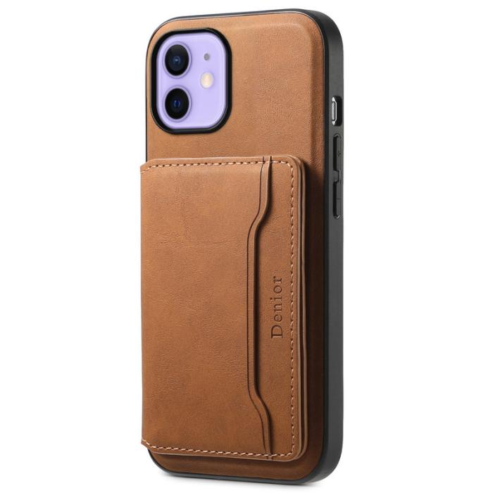 DENIOR - DENIOR D13 iPhone 12 / 12 Pro Fodral Vintage PU Läder Brun