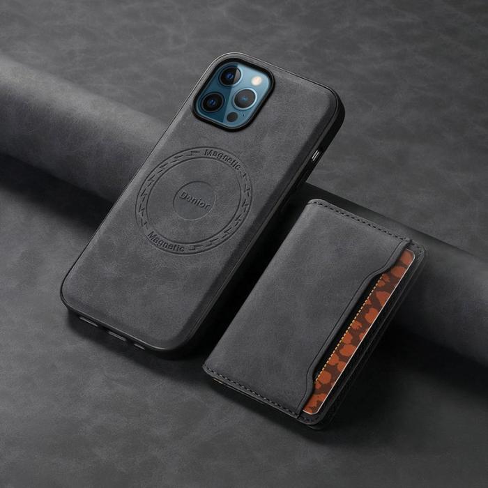 DENIOR - DENIOR D13 iPhone 12 Pro Max Fodral Retro Textur PU+TPU+PC Svart