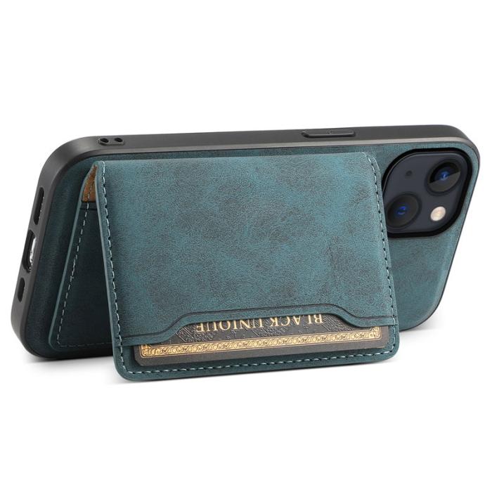 DENIOR - DENIOR D13 iPhone 13/14 Fodral Äkta Läder med Magnetfickor - Blå