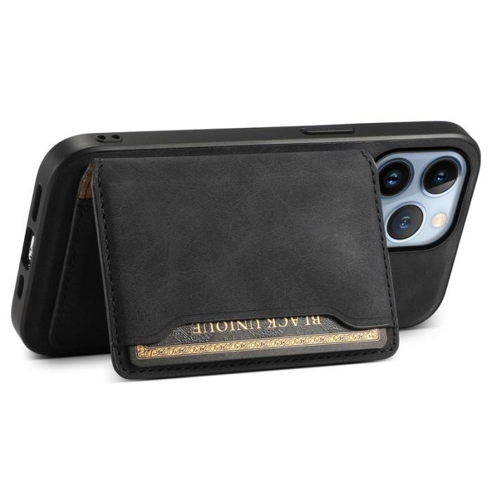 DENIOR - DENIOR D13 iPhone 13 Pro Fodral Äkta Läder med Magnetficka - Svart