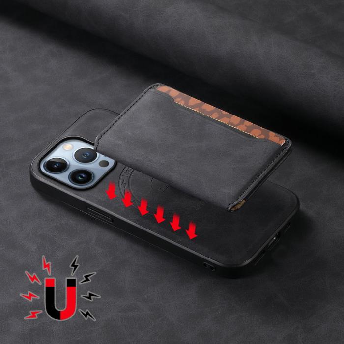 DENIOR - DENIOR D13 iPhone 13 Pro Fodral Äkta Läder med Magnetficka - Svart