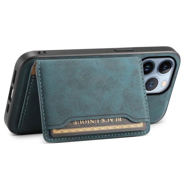 DENIOR - DENIOR D13 iPhone 13 Pro Fodral Äkta Läder med Kortfack - Blå